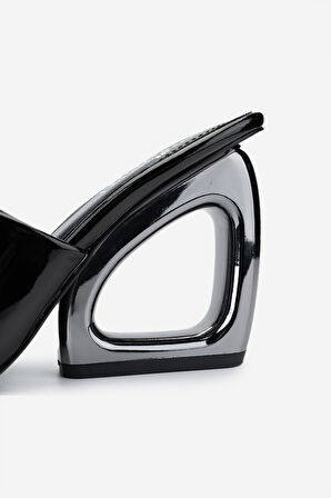 Valmenti Kadın Vegan Siyah Rugan Topuklu Terlik 891 454 BN TRLK Y25 SIYAH RGN