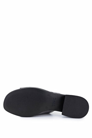 Tamer Tanca Kadın Hakiki Deri Siyah Topuklu Terlik 956 10201 BN TRLK Y25 SIYAH/PLATIN