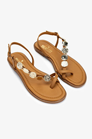 Valmenti Kadın Hakiki Deri Taba Deri Parmak Arası Sandalet 1062 1001 BN SNDLT Y25 TABA DR