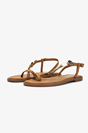 Valmenti Kadın Hakiki Deri Taba Deri Parmak Arası Sandalet 1062 1001 BN SNDLT Y25 TABA DR