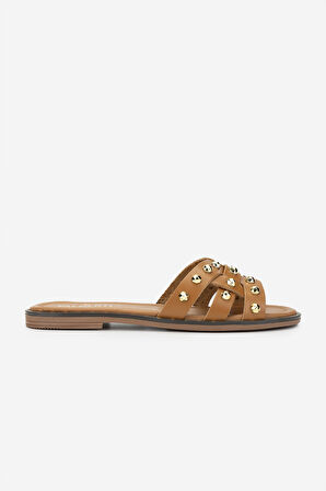 Valmenti Kadın Hakiki Deri Taba Deri Düz Terlik 1062 1002 BN TRLK Y25 TABA DR