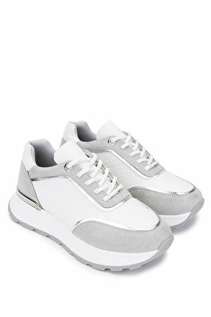 Tamer Tanca Kadın Vegan Beyaz Sneakers & Spor Ayakkabı 936 81185 BN AYK Y25 BYZ KROKO/LAME