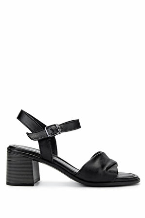 Tamer Tanca Kadın Hakiki Deri Siyah Deri Topuklu Sandalet 882 08 BN SNDLT Y25 SIYAH DR