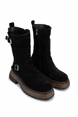 Tamer Tanca Kadın Hakiki Deri Siyah Süet Casual Bot 945 11932 BN BOT SK24-25 SIYAH SUET