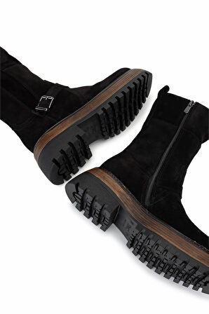 Tamer Tanca Kadın Hakiki Deri Siyah Süet Casual Bot 945 11932 BN BOT SK24-25 SIYAH SUET