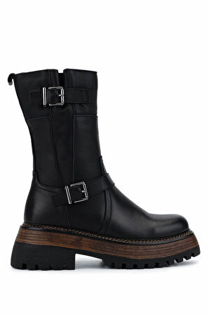 Tamer Tanca Kadın Hakiki Deri Siyah Deri Casual Bot 945 11932 BN BOT SK24-25 SIYAH DR