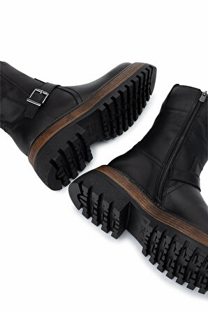 Tamer Tanca Kadın Hakiki Deri Siyah Deri Casual Bot 945 11932 BN BOT SK24-25 SIYAH DR