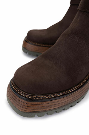 Tamer Tanca Kadın Hakiki Deri Kahverengi Nubuk Casual Bot 945 11933 BN BOT SK24-25 KAHVE NBK