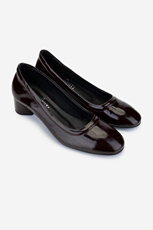 Valmenti Kadın Hakiki Deri Bordo Rugan Topuklu Ayakkabı 35 7001-1 BN AYK Y25 BORDO RGN