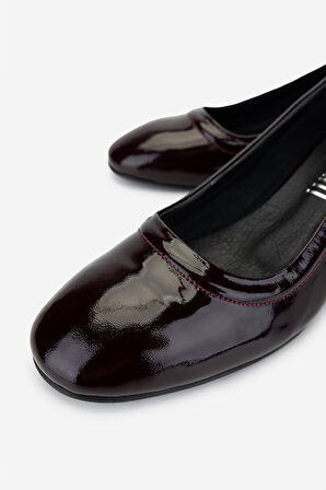 Valmenti Kadın Hakiki Deri Bordo Rugan Topuklu Ayakkabı 35 7001-1 BN AYK Y25 BORDO RGN