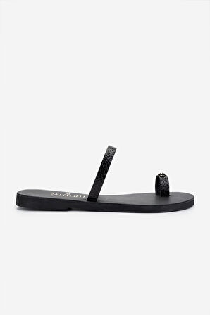 Valmenti Kadın Hakiki Deri Siyah Parmak Arası Terlik 1108 1001 BN TRLK Y25 SIYAH YLN