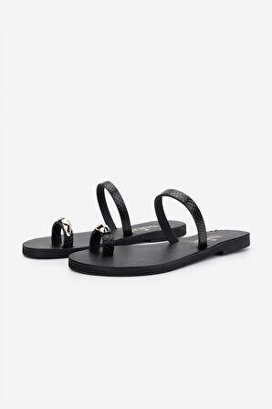 Valmenti Kadın Hakiki Deri Siyah Parmak Arası Terlik 1108 1001 BN TRLK Y25 SIYAH YLN