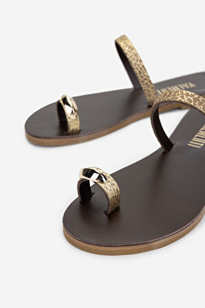 Valmenti Kadın Hakiki Deri Parmak Arası Terlik 1108 1001 BN TRLK Y25 A.ALTIN YLN