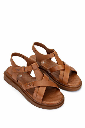 Tamer Tanca Kadın Hakiki Deri Taba Deri Düz Sandalet 878 101-1 BN SNDLT Y25 TABA DR