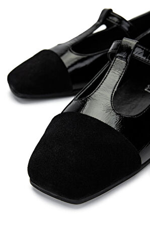 Tamer Tanca Kadın Hakiki Deri Siyah Babet Ayakkabı 879 3642 BN AYK Y25 SYH RGN/SUET