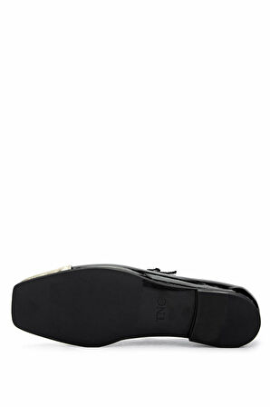 Tamer Tanca Kadın Hakiki Deri Siyah/Dore Babet Ayakkabı 879 3642 BN AYK Y25 SYH RGN/DORE