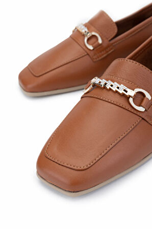 Tamer Tanca Kadın Hakiki Deri Taba Deri Loafer Ayakkabı 879 3651 BN AYK Y25 TABA DR