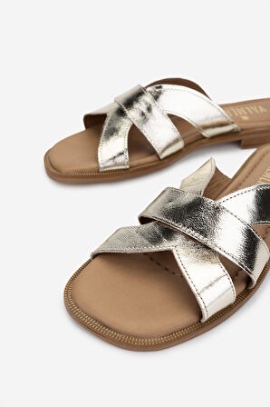 Valmenti Kadın Hakiki Deri Dore Düz Terlik 838 116245 BN TRLK Y25 DORE