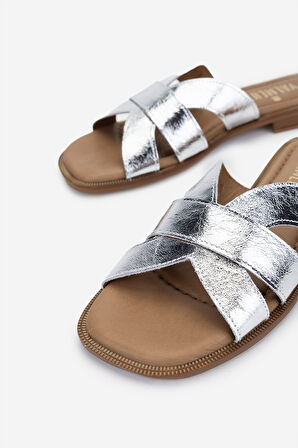 Valmenti Kadın Hakiki Deri Lame Düz Terlik 838 116245 BN TRLK Y25 LAME