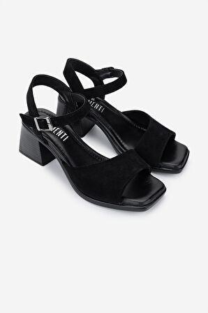 Valmenti Kadın Hakiki Deri Siyah Süet Topuklu Sandalet 838 481 BN SNDLT Y25 SIYAH SUET