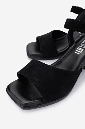 Valmenti Kadın Hakiki Deri Siyah Süet Topuklu Sandalet 838 481 BN SNDLT Y25 SIYAH SUET