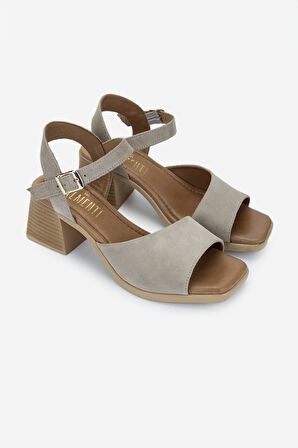 Valmenti Kadın Hakiki Deri Vizon Süet Topuklu Sandalet 838 481 BN SNDLT Y25 VIZON SUET