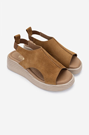 Valmenti Kadın Hakiki Deri Taba Süet Topuklu Sandalet 838 1003 BN SNDLT Y25 TABA SUET