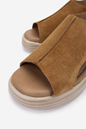 Valmenti Kadın Hakiki Deri Taba Süet Topuklu Sandalet 838 1003 BN SNDLT Y25 TABA SUET