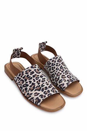 Tamer Tanca Kadın Hakiki Deri Leopar Düz Sandalet 838 16235 BN SNDLT Y25 LEOPAR