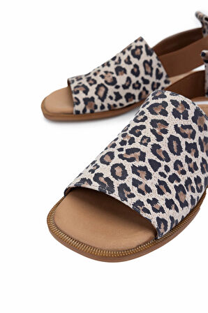 Tamer Tanca Kadın Hakiki Deri Leopar Düz Sandalet 838 16235 BN SNDLT Y25 LEOPAR