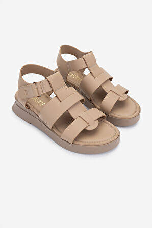 Valmenti Kadın Hakiki Deri Vizon Düz Sandalet 1109 M592 BN SNDLT Y25 VIZON DR