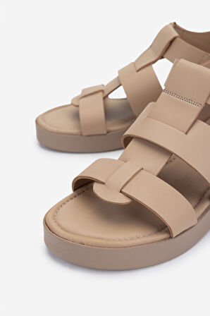 Valmenti Kadın Hakiki Deri Vizon Düz Sandalet 1109 M592 BN SNDLT Y25 VIZON DR