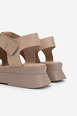 Valmenti Kadın Hakiki Deri Vizon Düz Sandalet 1109 M592 BN SNDLT Y25 VIZON DR