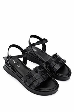 Tamer Tanca Kadın Hakiki Deri Siyah Deri Düz Sandalet 1109 M633 BN SNDLT Y25 SIYAH DR