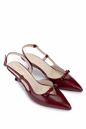 Tamer Tanca Kadın Hakiki Deri Bordo Rugan Topuklu Ayakkabı 889 902 BN AYK Y25 BORDO RGN