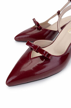 Tamer Tanca Kadın Hakiki Deri Bordo Rugan Topuklu Ayakkabı 889 902 BN AYK Y25 BORDO RGN