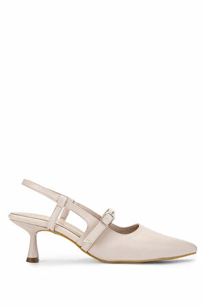 Tamer Tanca Kadın Hakiki Deri Bej Topuklu Ayakkabı 889 903 BN AYK Y25 TEN DR