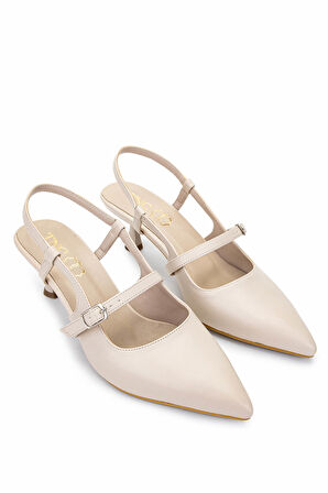 Tamer Tanca Kadın Hakiki Deri Bej Topuklu Ayakkabı 889 903 BN AYK Y25 TEN DR