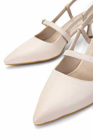 Tamer Tanca Kadın Hakiki Deri Bej Topuklu Ayakkabı 889 903 BN AYK Y25 TEN DR