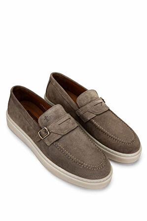 Tamer Tanca Erkek Hakiki Deri Bej Süet Loafer Ayakkabı 183 40609 ERK AYK Y25 BEJ SUET