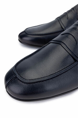 Tamer Tanca Erkek Hakiki Deri Lacivert Loafer Ayakkabı 1008 3419 ERK AYK Y25 LACI DR