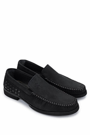 Tamer Tanca Erkek Hakiki Deri Siyah Nubuk Loafer Ayakkabı 1008 3484 ERK AYK Y25 SIYAH NBK