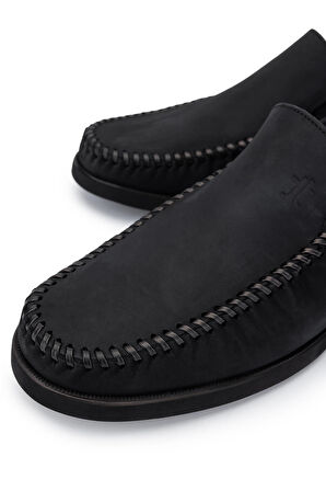 Tamer Tanca Erkek Hakiki Deri Siyah Nubuk Loafer Ayakkabı 1008 3484 ERK AYK Y25 SIYAH NBK