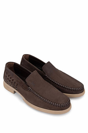 Tamer Tanca Erkek Hakiki Deri Kahverengi Nubuk Loafer Ayakkabı 1008 3484 ERK AYK Y25 KAHVE NBK