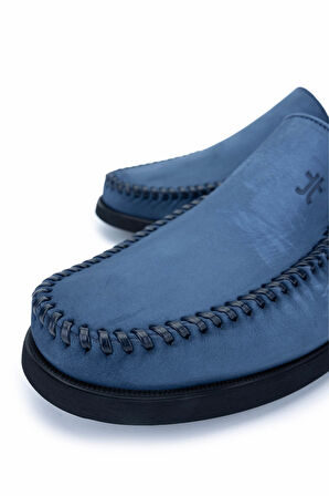 Tamer Tanca Erkek Hakiki Deri Mavi Nubuk Loafer Ayakkabı 1008 3484 ERK AYK Y25 K.K.MAVI NBK