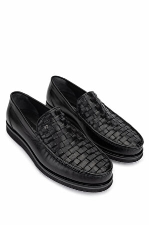 Tamer Tanca Erkek Hakiki Deri Siyah Loafer Ayakkabı 1008 3482 ERK AYK Y25 SYH ORG BFL/SYH