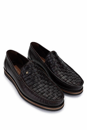 Tamer Tanca Erkek Hakiki Deri Kahverengi Loafer Ayakkabı 1008 3482 ERK AYK Y25 KHV ORG BFL/KHV