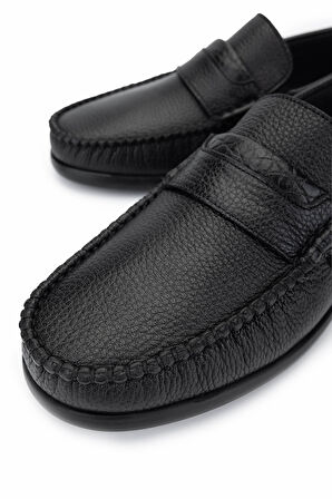 Tamer Tanca Erkek Hakiki Deri Siyah Floter Loafer Ayakkabı 1008 3483 ERK AYK Y25 SIYAH FLTR