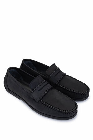 Tamer Tanca Erkek Hakiki Deri Siyah Nubuk Loafer Ayakkabı 1008 3479 ERK AYK Y25 SIYAH NBK