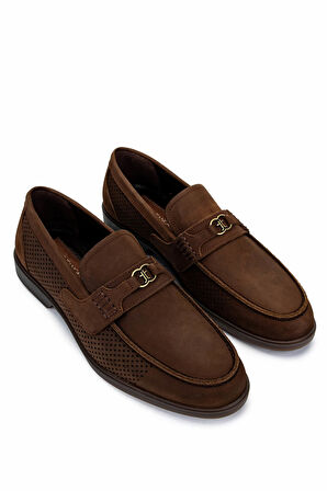 Tamer Tanca Erkek Hakiki Deri Kahverengi Nubuk Loafer Ayakkabı 1008 3478 ERK AYK Y25 TOBACCO NBK